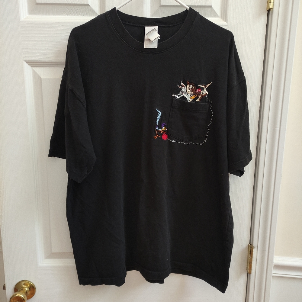 LOONEY TUNES Vintage 90s ACME Embroidered Pocket T Shirt XL Warner Bros